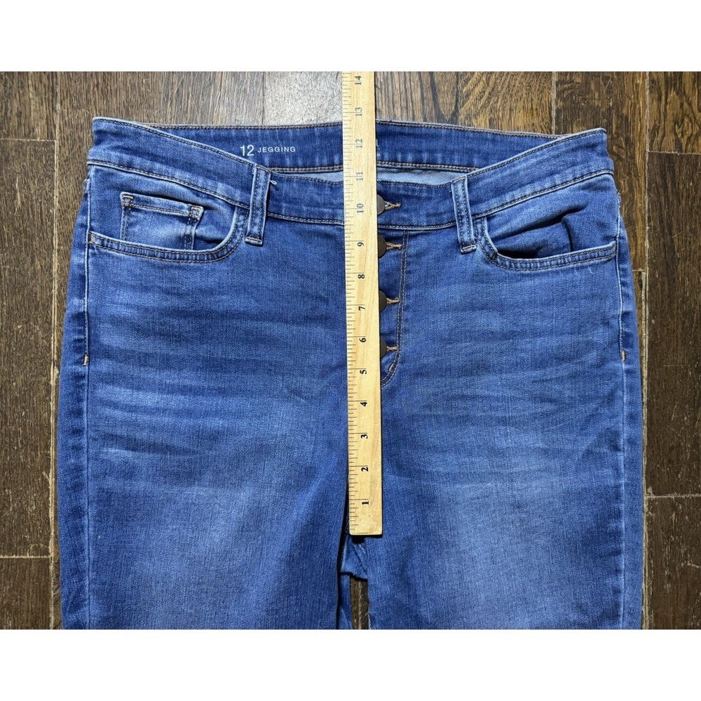 A.N.A Jegging Women's Size 12 Buttonfly Raw Hem Blue High Rise Stretch - Picture 5 of 9